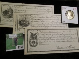 (3) pieces of early 1900 College Currency Incoming Paper, vignettes include Indian killing Buffalo,