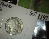 1914 D Rare Date Buffalo Nickel.