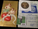 Valentine's Post Card printed in Germany depicting a pair of Cupids; & a Double Eagle 