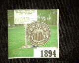 1867 U.S. Shield Nickel, VG.