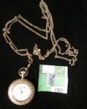 Addison Ladies Gold-filled Pocket Watch with gold-filled slide chain. Running condition.