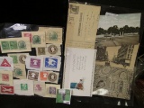 (22) Miscellaneous U.S. Envelopes & Card attached stamps; & (5) Old Post cards with Stamps over 100