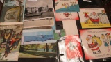 (5) Funny Christmas Greetings Cards; & (8) Old Picture Foreign Post cards.
