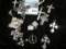 14 sterling religious charms, most are crosses, 53.5g