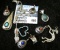 12 sterling southwest native american charms, includes turquoise, coral and other stones, 23.1g
