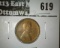 1910-S Lincoln Cent, AU, value $80