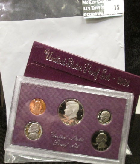 1984 S U.S. Cameo Frosted Five-piece Proof Set. In original box of issue.