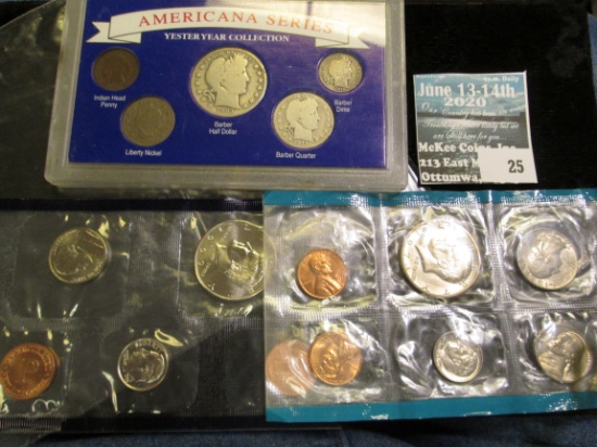 Americana Series Yesteryear Collection containing Indian Head Cent,, Liberty Nickel, Barber Dime; 19