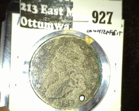 1836 Bust Half - CONTEMPORARY COUNTERFEIT - made in the 1800s of white metal, heavily circulated, ho