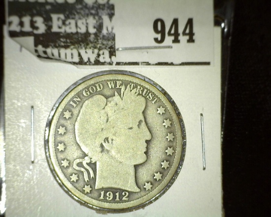 1912 Barber Half, G+, value $16