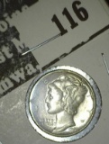 1941 P Mercury Dime, AU.