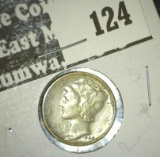 1942 D Mercury Dime, AU.