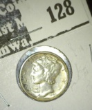 1943 D Mercury Dime, AU.