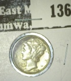 1945 P Mercury Dime, AU.