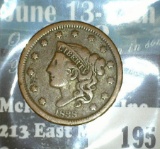 1838 U.S. Large Cent, Fine.