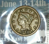 1848 U.S. Large Cent, Fine+.