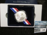 2004 P Brilliant Uncirculated Lewis & Clark Bicentennial Silver Dollar, original as issued in box.