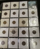 (20-Pocket Stock page of old carded Lincoln Cents. Includes several scarcer dates and grades.