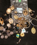 Mixed bag of gold-filled, plated, findings, silver, and costume jewelry. Sterling / 925 marked piece