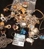 Mixed bag of gold filled or plated, silver, findings, and costume jewelry. Sterling / 925 marked pie