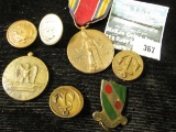 Group of military related buttons and medals, WWII era and later