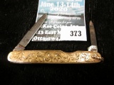 ornate gold handled pocketknife engraved 