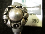 Heavy floral ring marked Sterling Norway N.E.FROM, size 7.5, 11.3g