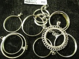 Group of 10 coin bezels, various sizes, most are sterling