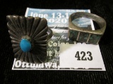 Pair of sterling and turquoise rings sizes 8 and 10 16.9g