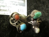 Pair of sterling and turquoise native american rings