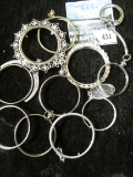 Group of 10 coin bezels, various sizes, most are sterling 51.7g