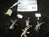 8 sterling charms with moving parts, includes teddy bear, slot machine, windmill and clowns, 18.4g