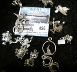 14 sterling animal related charms, 37.0g