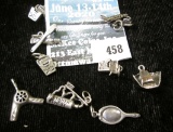 9 sterling dental, nursing or hair dresser related charms, 18.3g