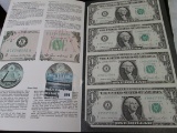 BEP (Bureau of Engraving & Printing) uncut sheet of 4 series 1981A $1 Federal Reserve Notes from Bos