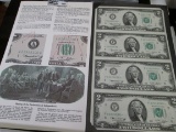 BEP (Bureau of Engraving & Printing) uncut sheet of 4 series 1976 $2 Federal Reserve Notes from Atla