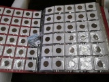 Red 3 ring binder with 350 carded wheat pennies, most are unlabeled, old dealer, stock good search g