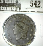 1831 Large Cent, F, F value $30