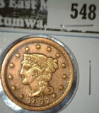 1847 Large Cent, VF+, VF value $40