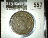 1853 Large Cent, F+, F value $30