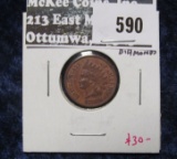 1888 Indian Head Cent, AU value $30