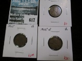 3 Lincoln Cents, 1915 VG, 1915-D VG & 1915-S VG, group value $30+