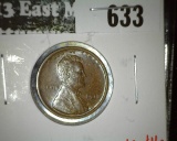 1918 Lincoln Cent, UNC, glossy brown, MS60 value $16, MS63 value $27