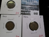 3 Lincoln Cents, 1931 F, 1931-D F & 1932 F, value for group $10