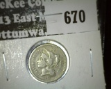 1872 3 Cent Nickel, G, value $20