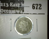 1874 3 Cent Nickel, G, value $20