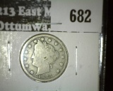 1883 V Nickel, with CENTS, tougher variety, VG, value $30