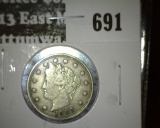 1905 V Nickel, VF, value $15