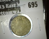 1910 V Nickel, XF toned, value $30