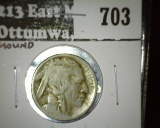 1913-D Type 1 Buffalo Nickel, VG, value $20